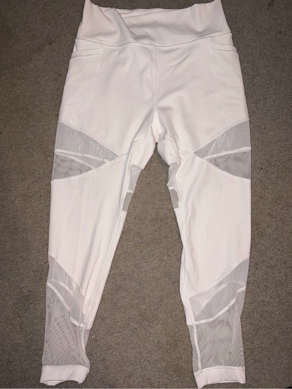 Lululemon White Mesh Panel Leggings